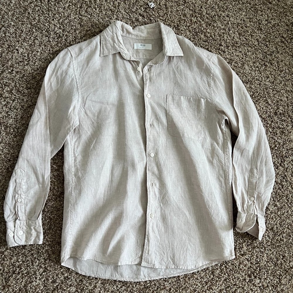 Uniqlo Light Brown/Tan Casual Longsleeve Shirt Men Size Medium